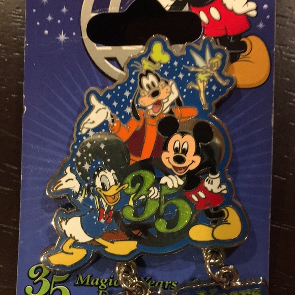 DISNEY PIN - MICKEY MOUSE GOOFY DONALD DUCK TINK 35 Magical Years Dangle WDW NEW - Picture 2 of 3